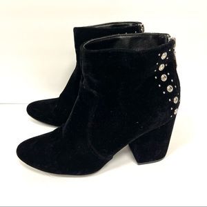 G by Guess black velvet studded booties.  7.5